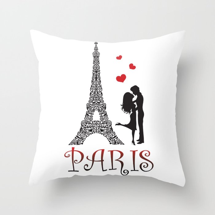 Couple And Eiffel Tower Throw Pillow By Orianna Society6