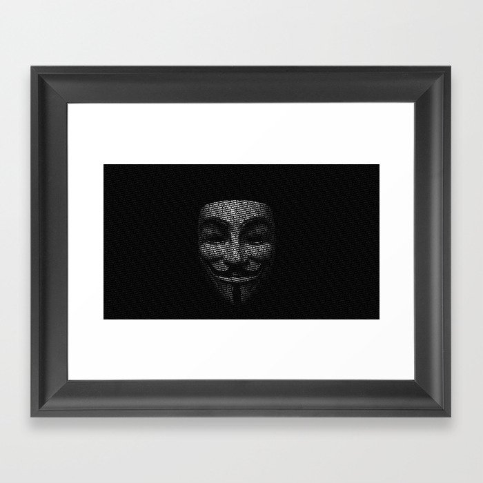 V Per Vendetta Guy Fawkes Typography Framed Art Print By Dambrosigraphic