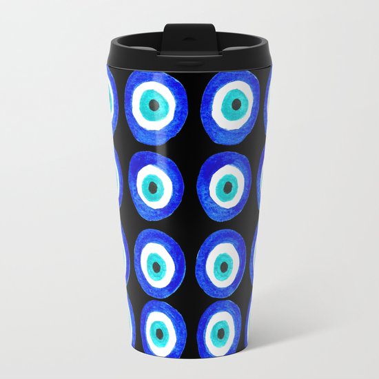 Evil Eye Talisman - on black Travel Mug