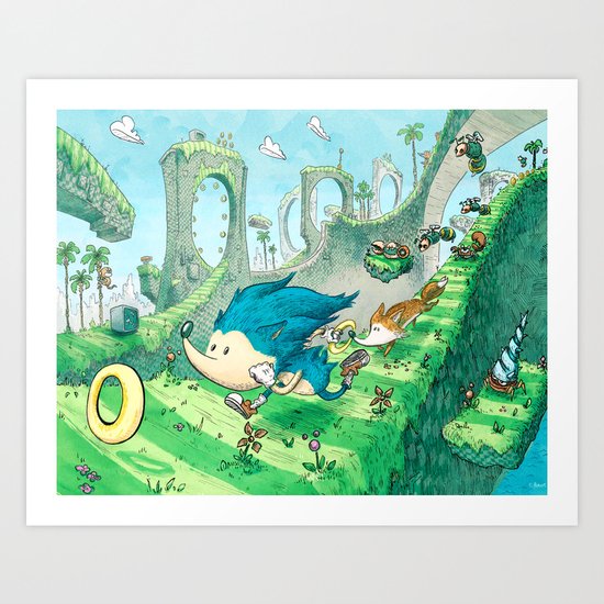 Starring Sonic and Miles 'Tails' Prower (Blue Version) Art Print