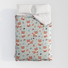 Cute Fall Fox Mint Comforter