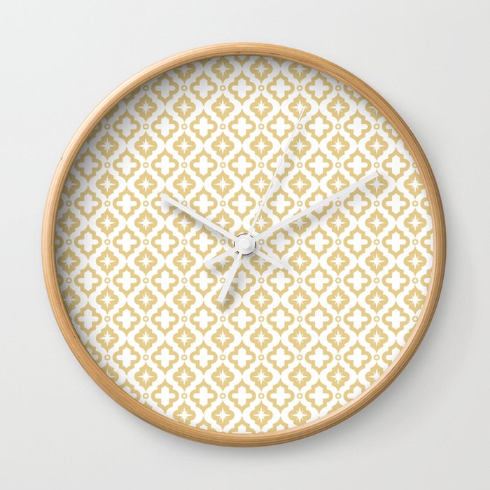 Tan Ornamental Arabic Pattern Wall Clock