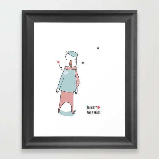 Cold feet, warm heart. Framed Art Print