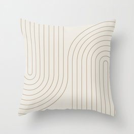 Minimal Line Curvature V Natural Neutral Mid Century Modern Arch Abstract Throw Pillow