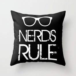 Nerds Rule Grunge Typography Throw Pillow