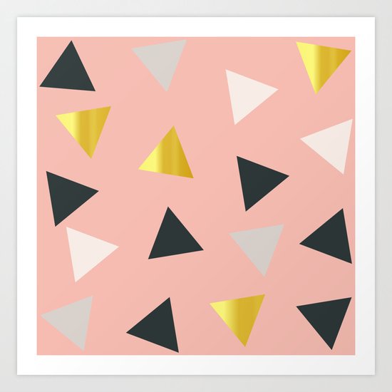 Gold triangles multi Art Print