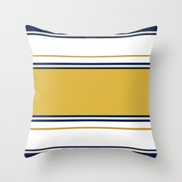 Wide and Thin Stripes Color Block Pattern in Mustard Yellow, Navy Blue, Ivory, and White Throw Pillow