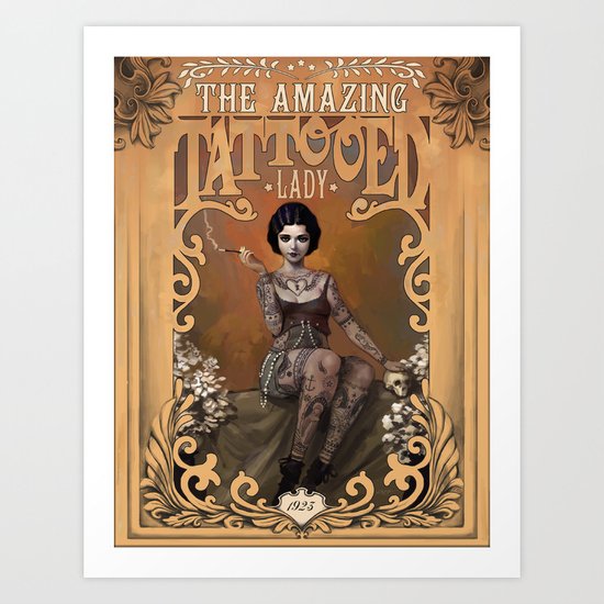 The Amazing Tattooed Lady Art Print