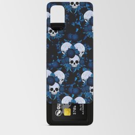 Blue Skull with Roses Pattern Android Card Case