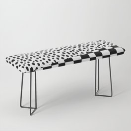 Dalmatian Spots Pattern with Checkered Stripe (black/white) Bench