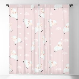 Cute Sheeps on Clouds with Stars Blackout Curtain