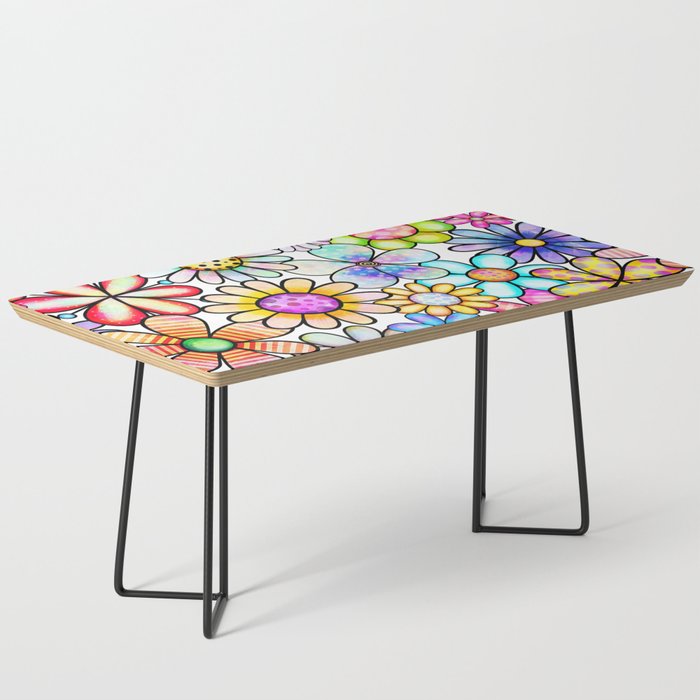 Doodle Watercolor Floral Pattern 05 Coffee Table