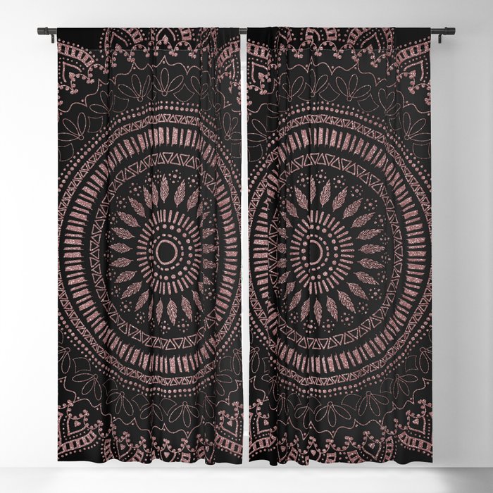 Modern tribal rose gold mandala design Blackout Curtain