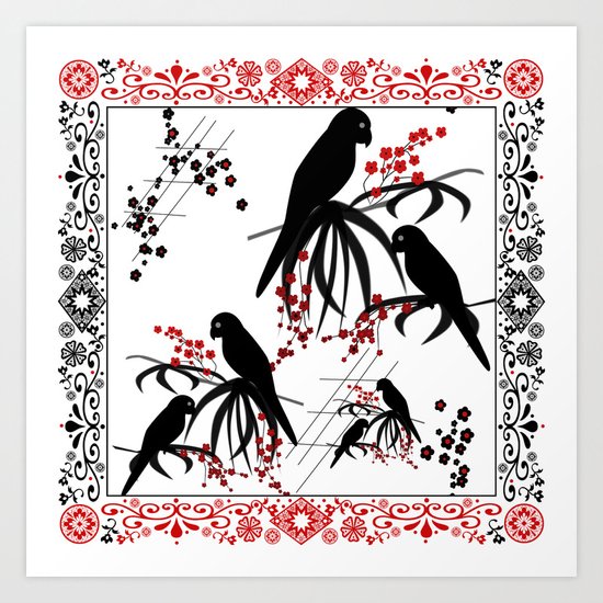 A series of " Favorite pillow "Parrots 1 Art Print