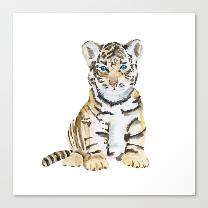 Watercolor Baby Tiger Canvas Print