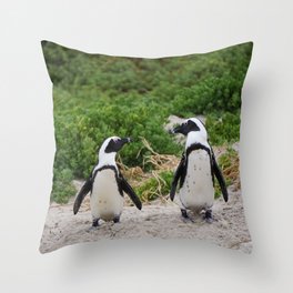 South Africa Photography - Two Small Penguins At The Beach Throw Pillow