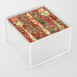 Red Silverware Set Art Let's Eat Acrylic Box