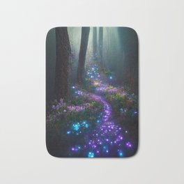 Glow path in the mystic forest s1 Bath Mat | Spaceforest, Surrealism, Fantasyart, Glowpath, Glowflowers, Magicforest, Lightflowers, Mysticaltrees, Digital, Mystical 