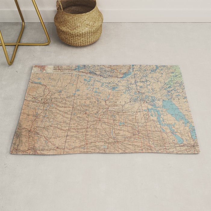 1957 Vintage Map of Canadian Prairies Rug by ginneko Society6