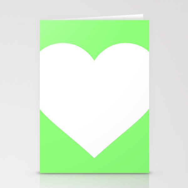 Heart (White & Light Green) Stationery Cards