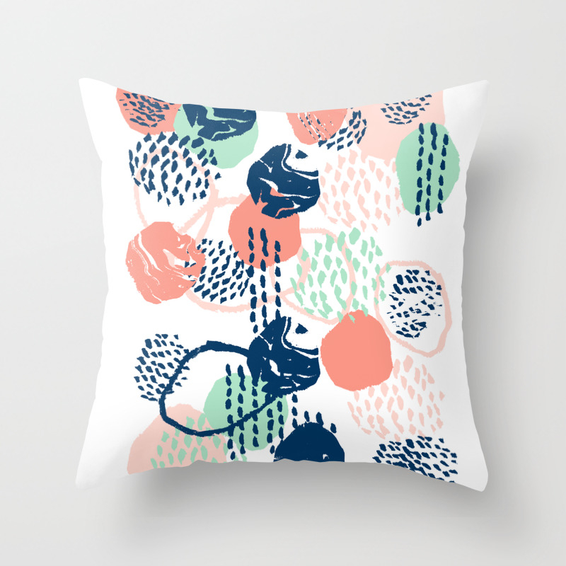 Abstract Coral Mint Navy Modern Color Palette Basic Canvas Art For