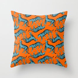 Tigers (Orange and Blue) Throw Pillow