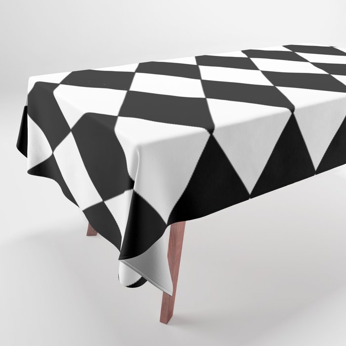 LARGE BLACK AND WHITE HARLEQUIN DIAMOND PATTERN Tablecloth