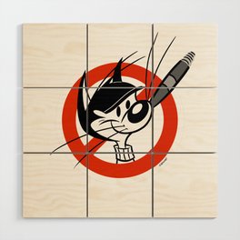 No Smoking Cat Sign Retro 30s Cartoon Rubber Hose Style Wood Wall Art