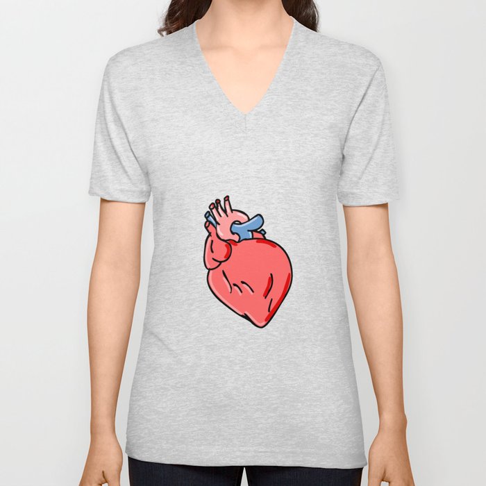 Human Heart Cartoon V Neck T Shirt
