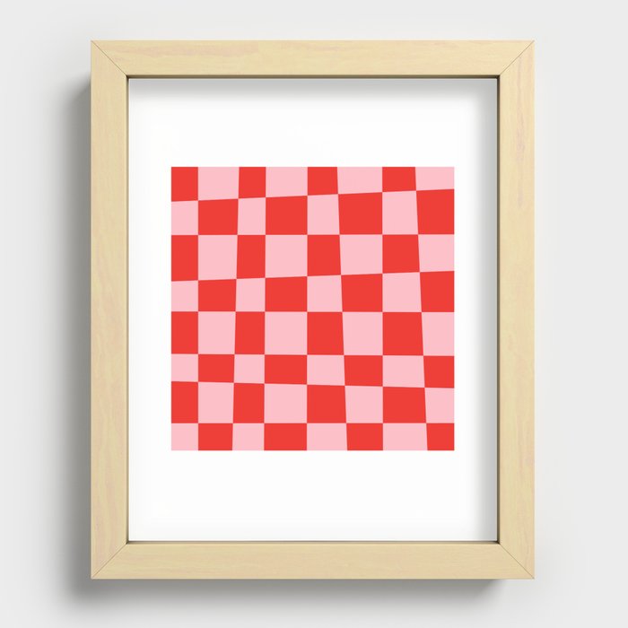 Abstract Checker Pattern 222 Red and Pink Recessed Framed Print