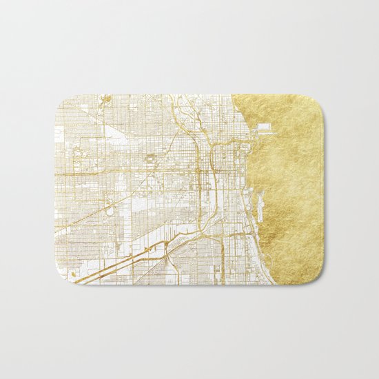Chicago Map Gold Bath Mat