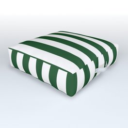 Large Forest Green and White Rustic Vertical Beach Stripes Outdoor Floor Cushion