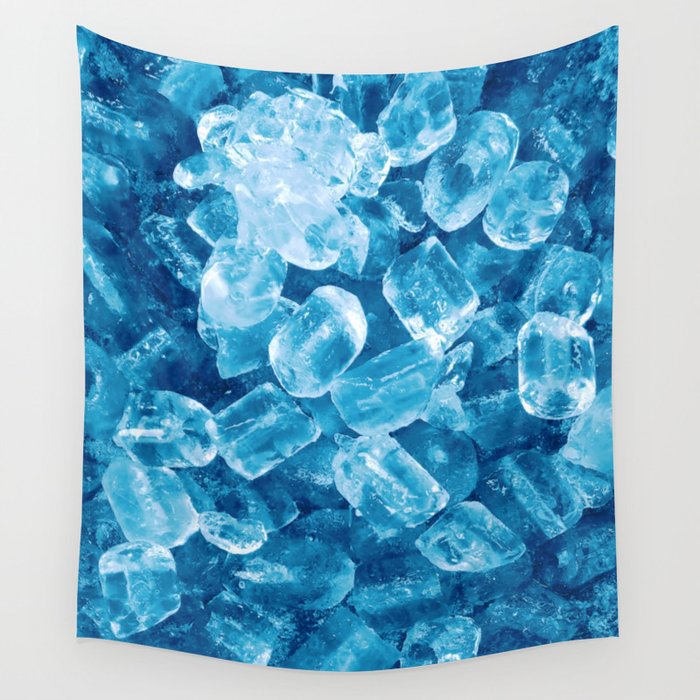 Blue Cold Ice Cubes Pattern Wall Tapestry