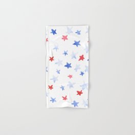Red and Blue stars 4th of July watercolor design Hand & Bath Towel