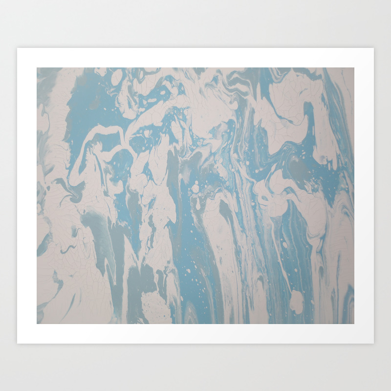 Chandelier Light Blue Pastel Fluid Acrylic Abstract Painting Art