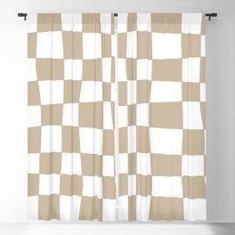 Hand Drawn Checkerboard Pattern (tan/white) Blackout Curtain