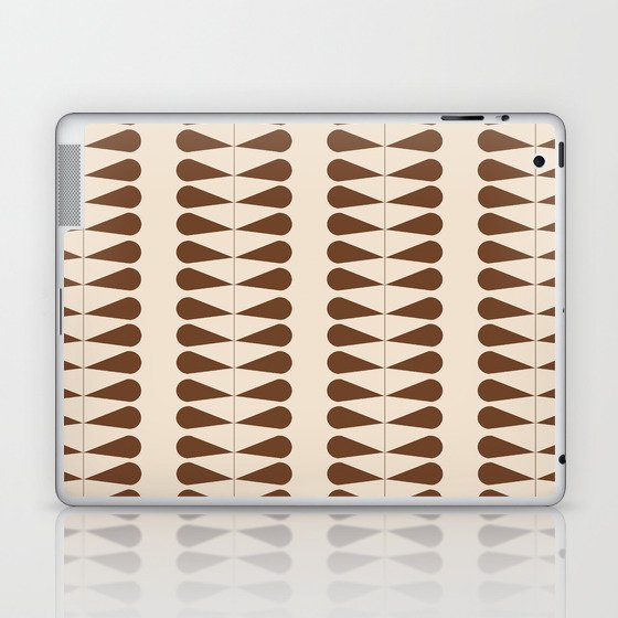 Brown geometric mid century retro plant pattern Laptop & iPad Skin