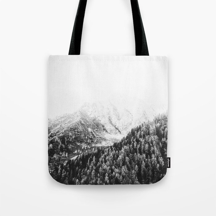 Foggy Forest Black and White Tote Bag