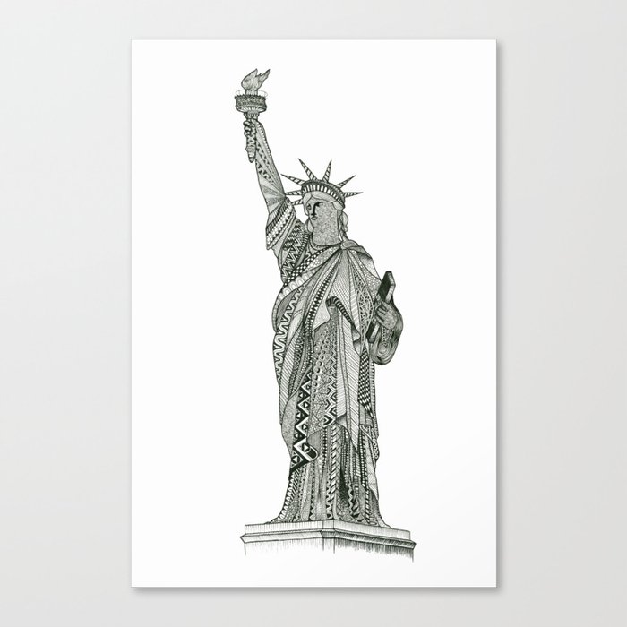 Statue of Liberty Zentangle Canvas Print