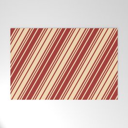[ Thumbnail: Brown and Beige Colored Lines/Stripes Pattern Welcome Mat ]