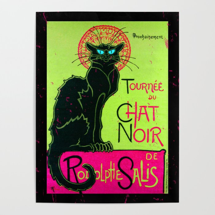 Chat Noir in Chartreuse and Bubble Gum Poster