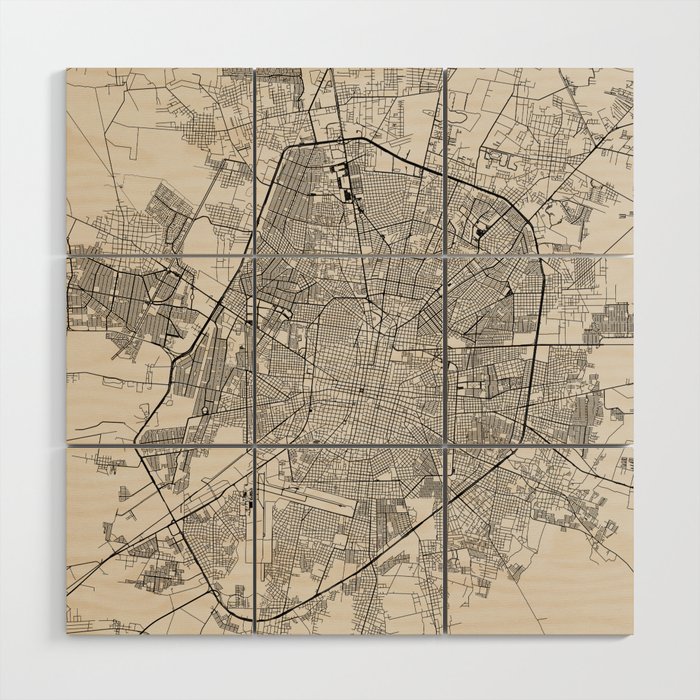 Mérida, Venezuela - Black and White City Map Wood Wall Art