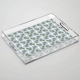 Blue and Green Mid Century Modern Playful Squares  Acrylic Tray