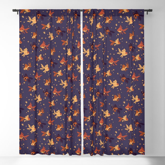 Purple Goldfish Pattern Blackout Curtain