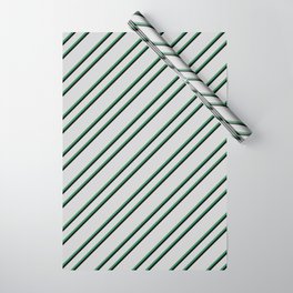 [ Thumbnail: Light Grey, Sea Green, and Black Colored Pattern of Stripes Wrapping Paper ]