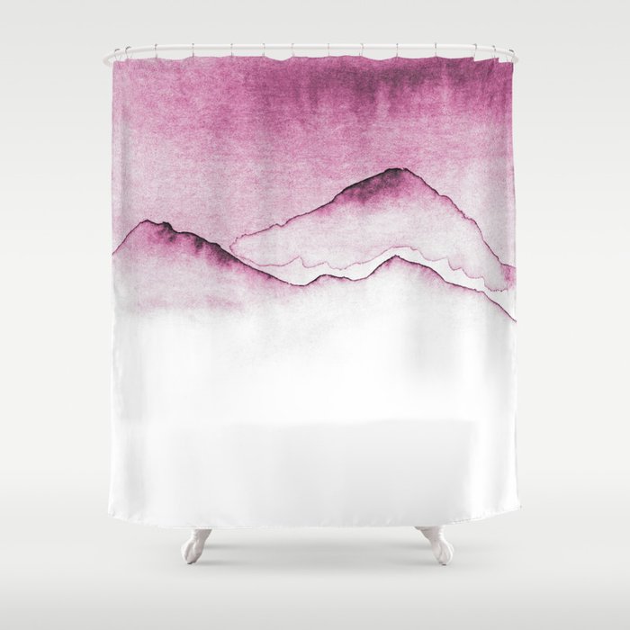 Pink Sky Mountains Shower Curtain