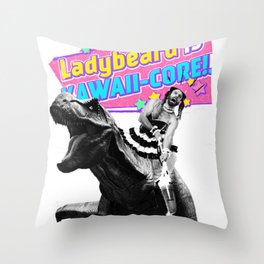 Ladybeard riding a T-Rex Throw Pillow