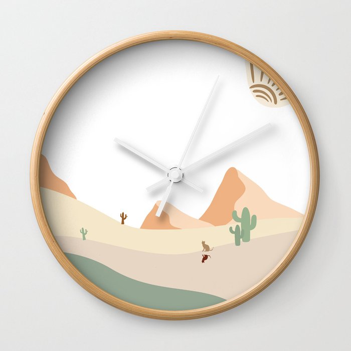 Abstract Cat In Desert Wall Clock