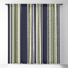 Navy blue and sage green stripes Blackout Curtain