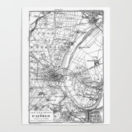 Vintage Paris Map Poster
